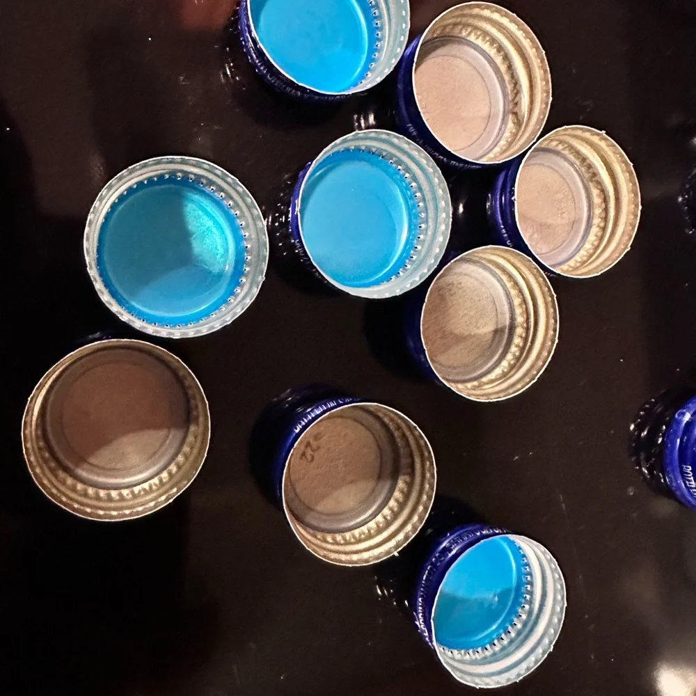 20 Blue Metal Bottle Caps From Saratoga Water- Decorative Party Supply, Blue